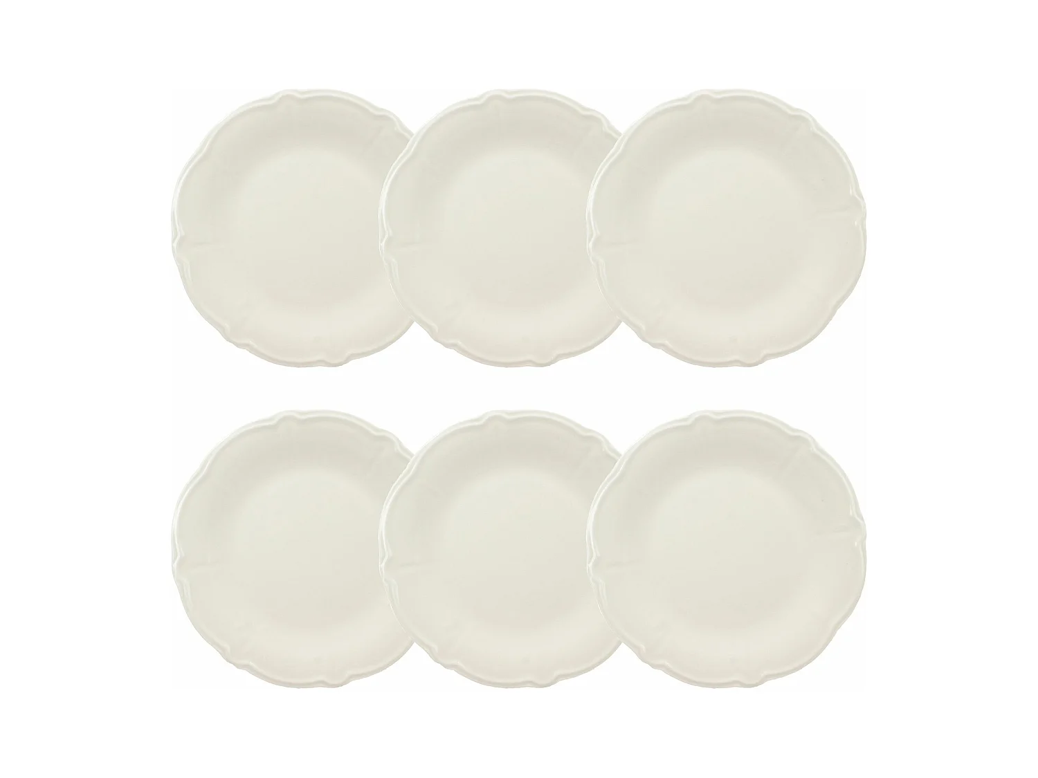 Novastyl - Lot 6 Assiettes Plates Charlotte 26cm En Gres Blanc