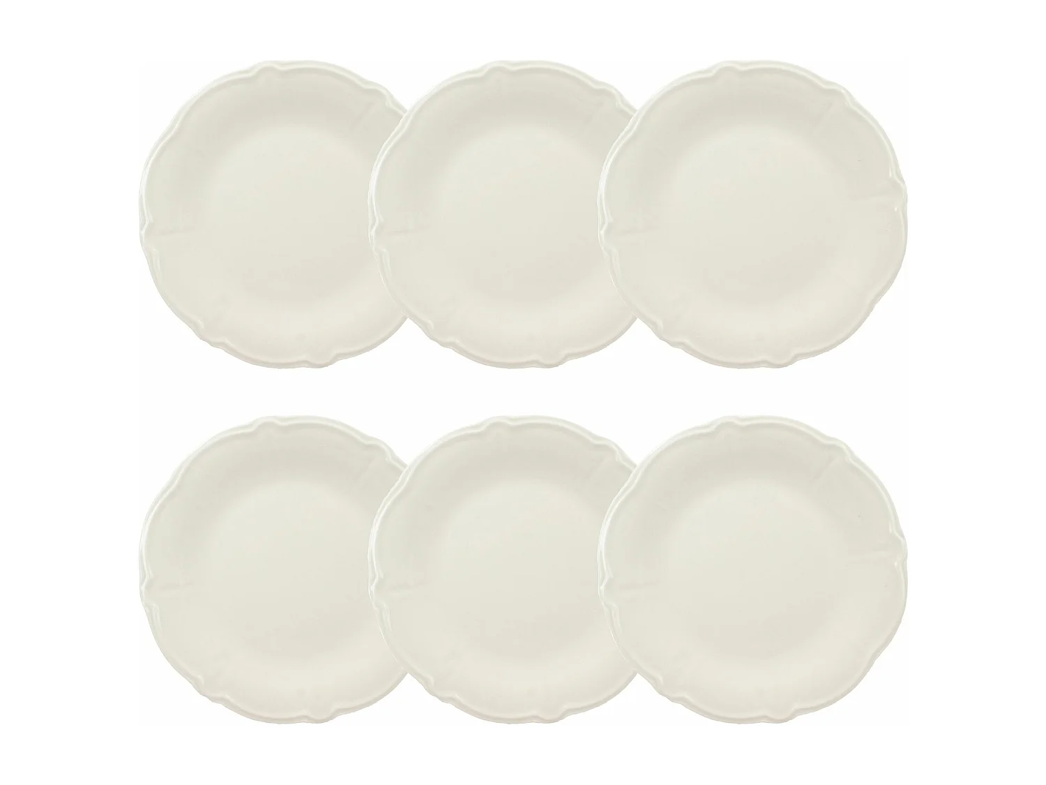Novastyl - Lot 6 Assiettes Plates Charlotte 26cm En Gres Blanc
