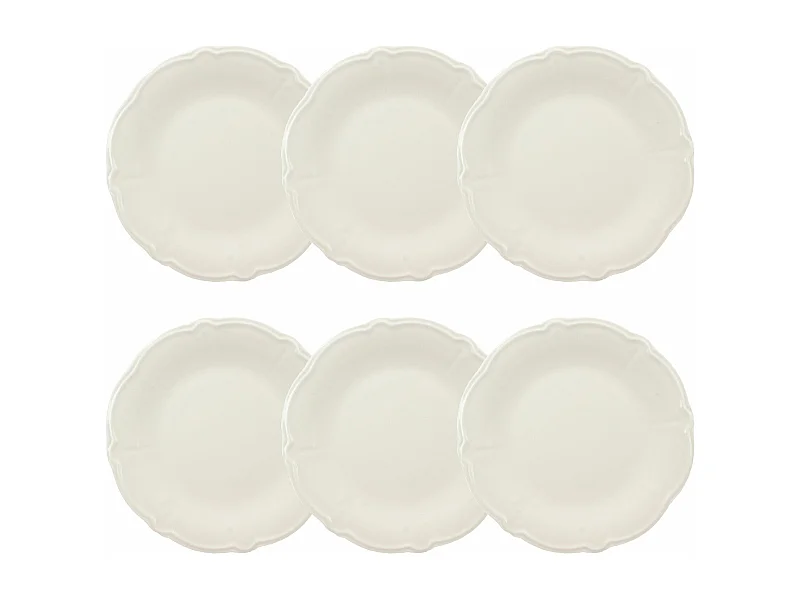 Novastyl - Lot 6 Assiettes Plates Charlotte 26cm En Gres Blanc