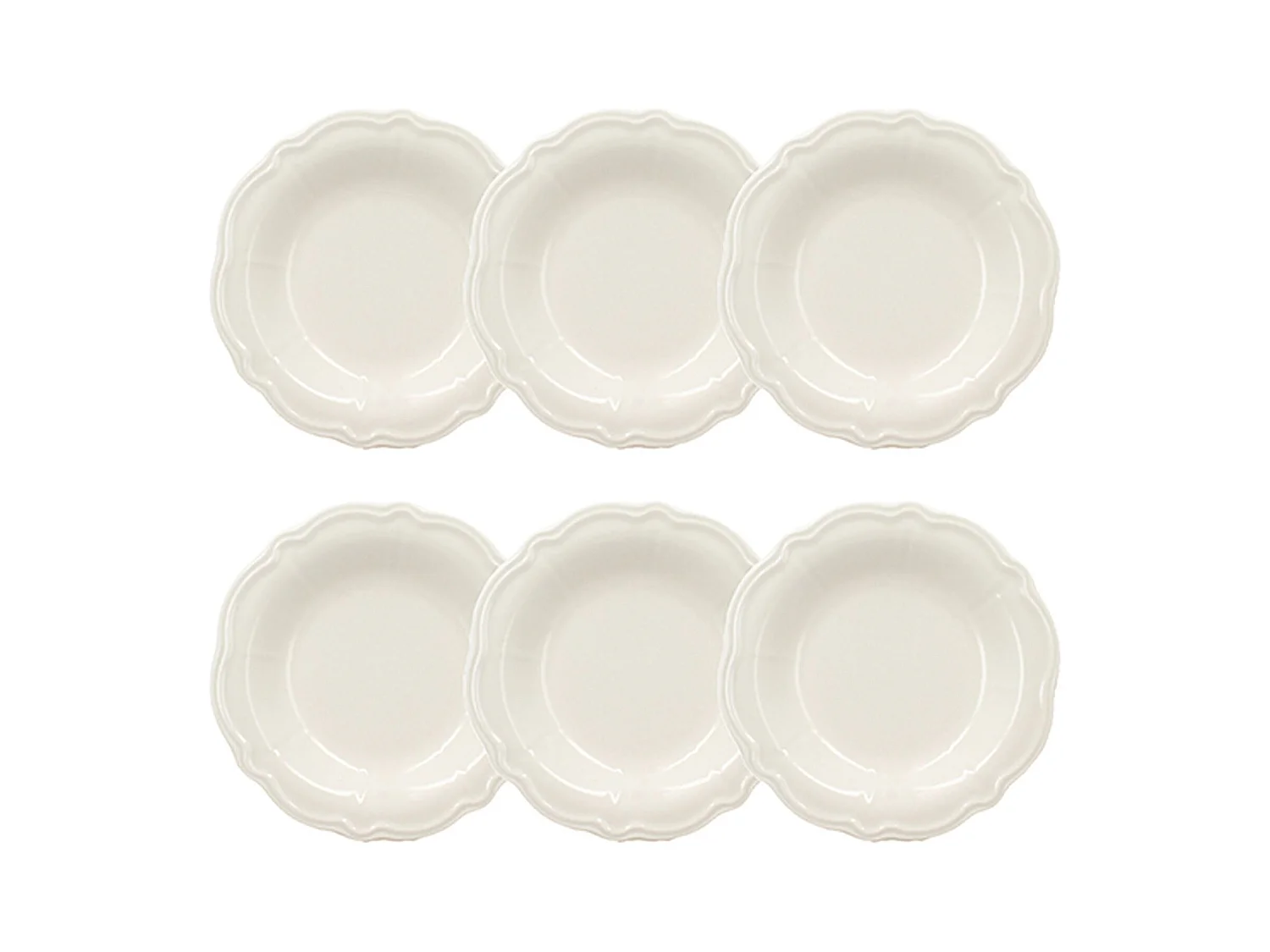 Novastyl - Lot 6 Assiettes Creuses Charlotte 22cm En Gres Blanc