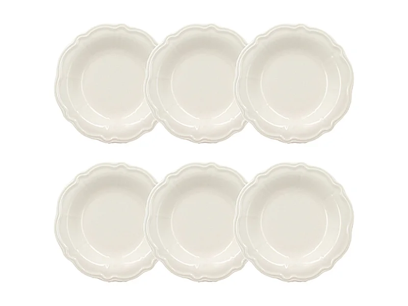 Novastyl - Lot 6 Assiettes Creuses Charlotte 22cm En Gres Blanc