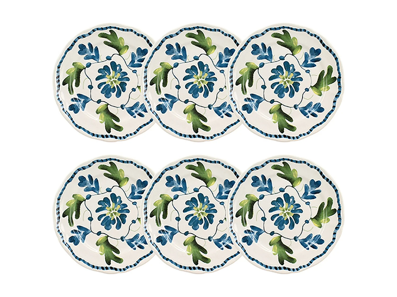 Novastyl - Lot 6 Assiettes Desserts Gardenia 20cm En Gres