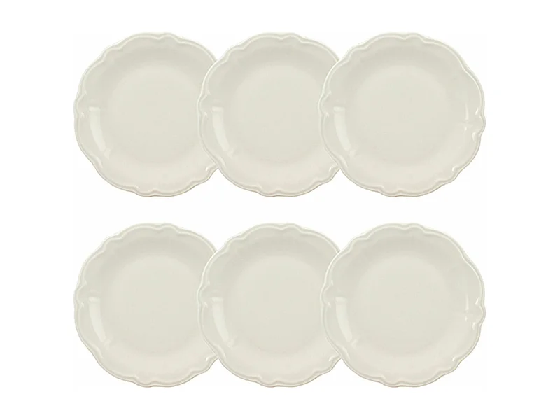 Novastyl - Lot 6 Assiettes Desserts Charlotte 20cm En Gres Blanc