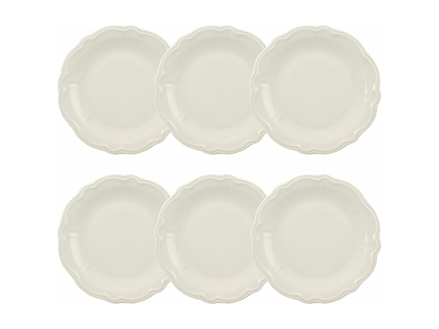 Novastyl - Lot 6 Assiettes Desserts Charlotte 20cm En Gres Blanc
