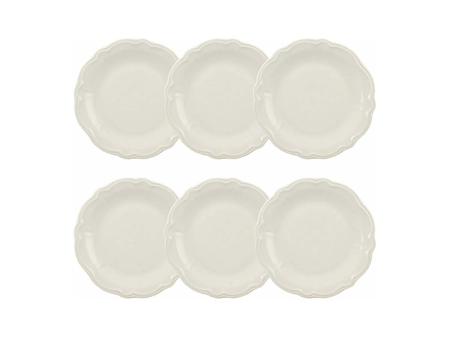 Novastyl - Lot 6 Assiettes Desserts Charlotte 20cm En Gres Blanc