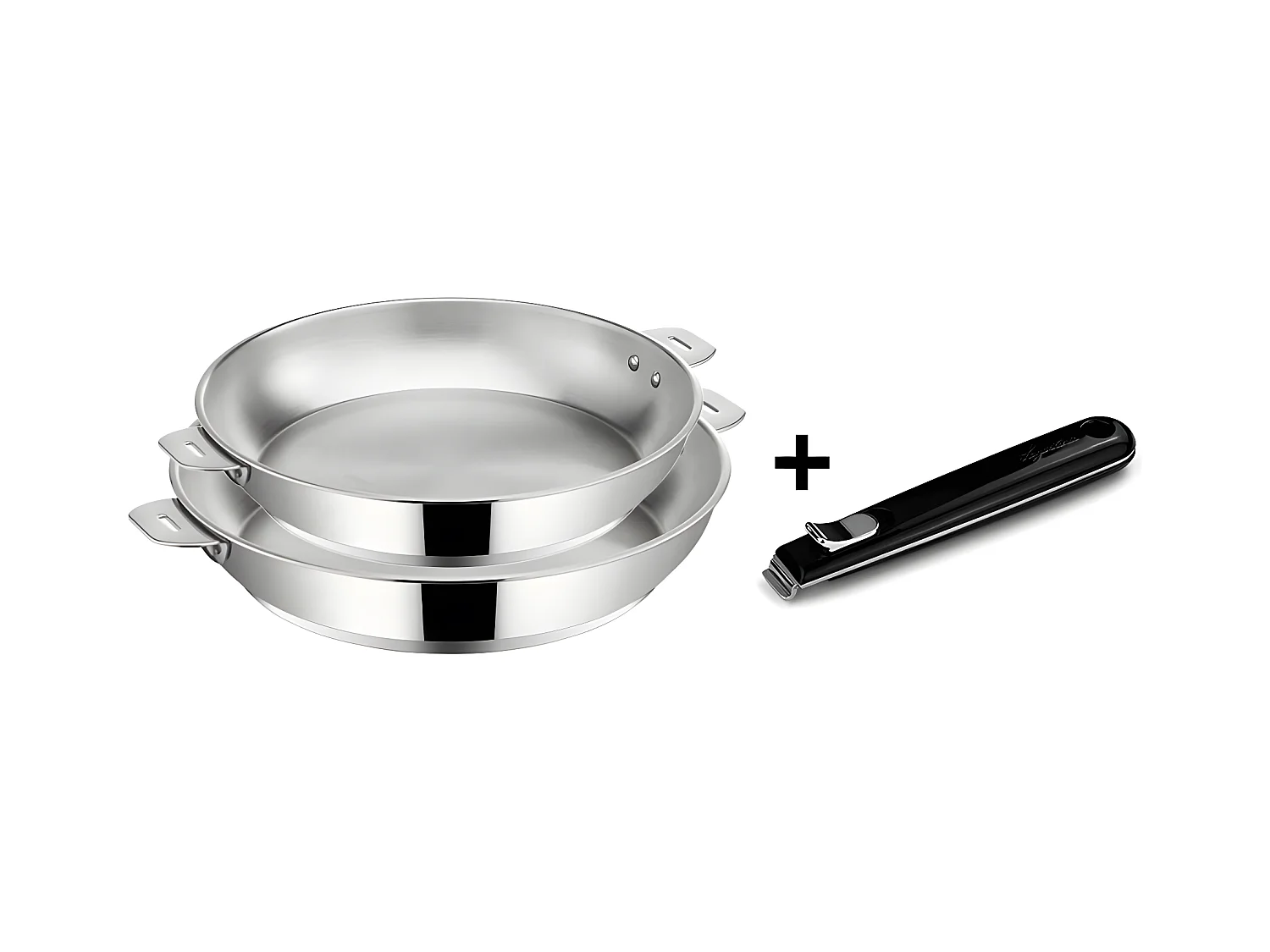 Lagostina Lot de 2 poêles inox 24 et 28 cm + poignée - 012138600003