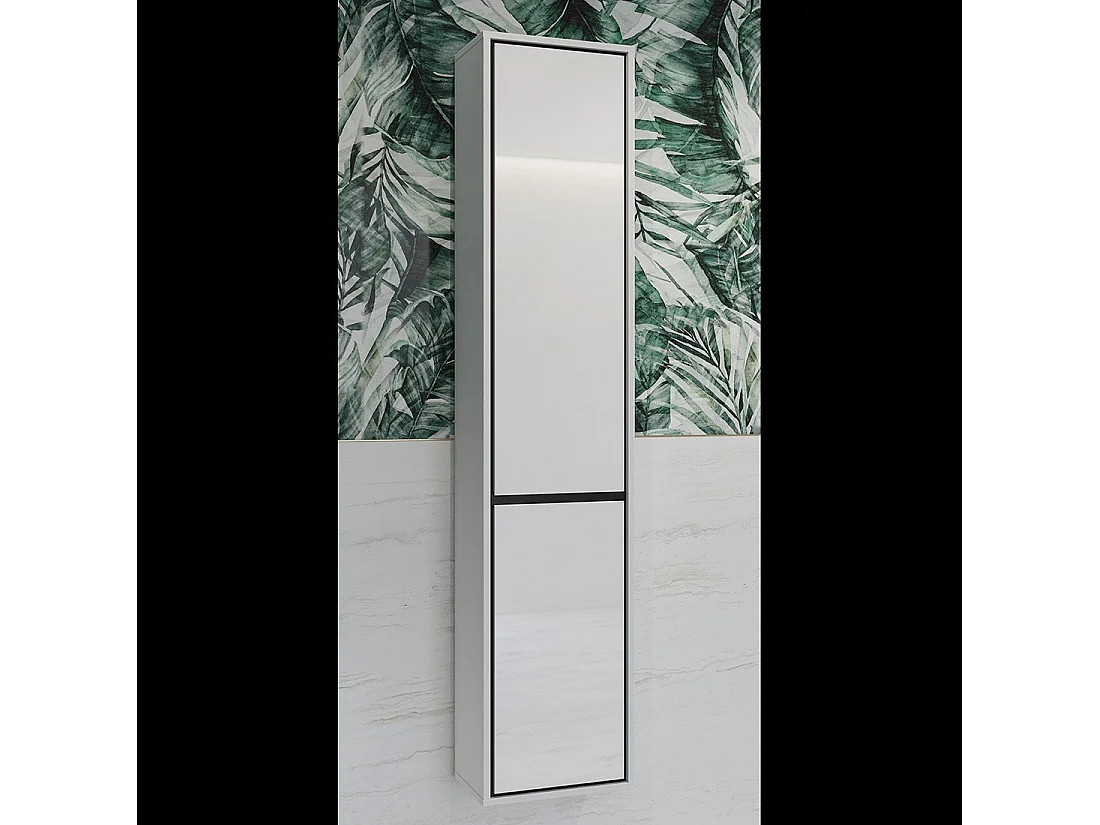 Hängende Badezimmersäule aus der Kollektion GOBI in Weiß und Schwarz.