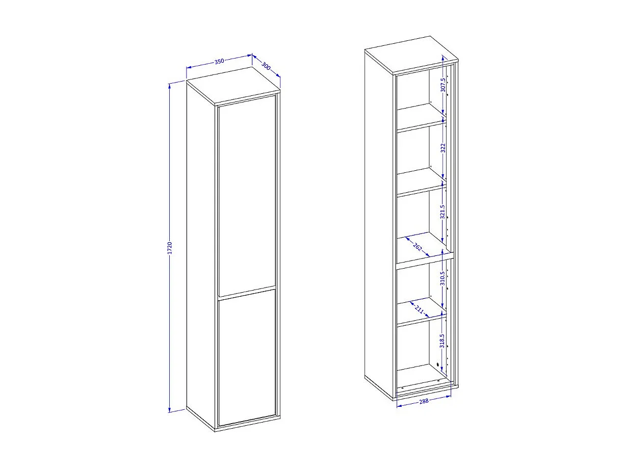 Zwevende badkamerkolom uit de GOBI-collectie in wit en zwart.