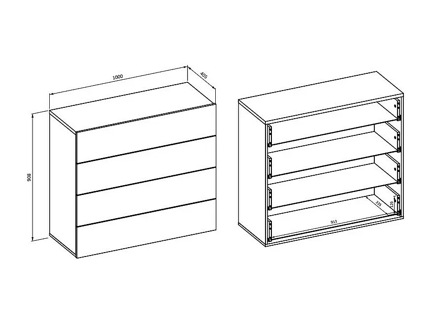 Cómoda de 4 cajones VOX color roble y beige