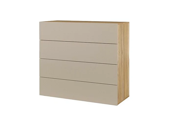 Commode 4 tiroirs VOX coloris chêne et beige