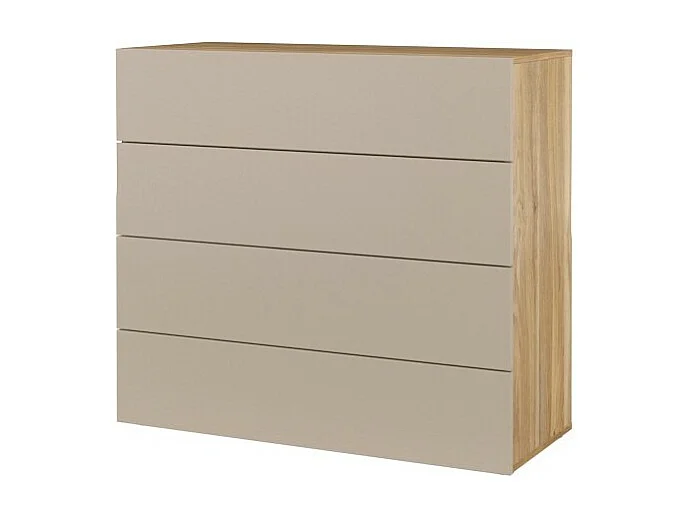 Commode 4 tiroirs VOX coloris chêne et beige