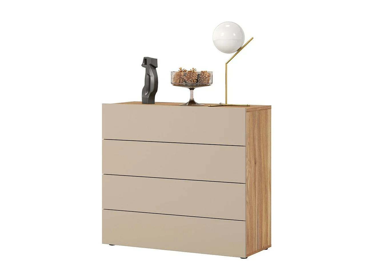 Commode 4 tiroirs VOX coloris chêne et beige