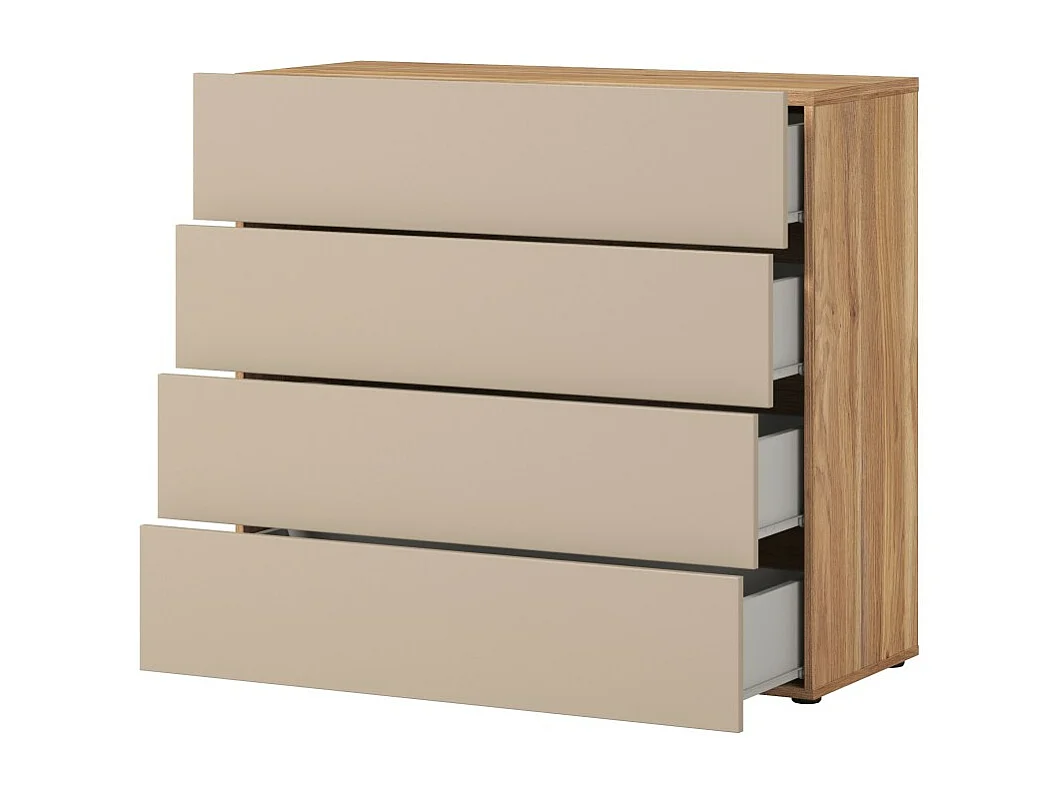 Commode 4 tiroirs VOX coloris chêne et beige