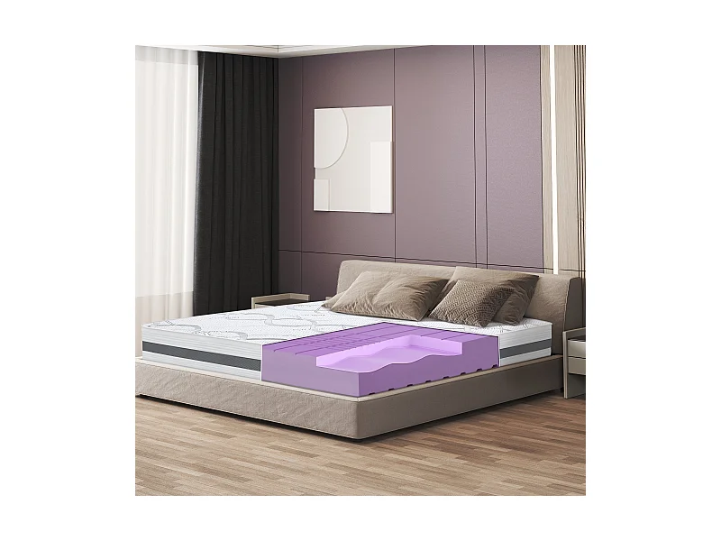 Matelas Double 145 x 205 à mémoire | Premium Quality | Hauteur 25 cm | Made in Italy