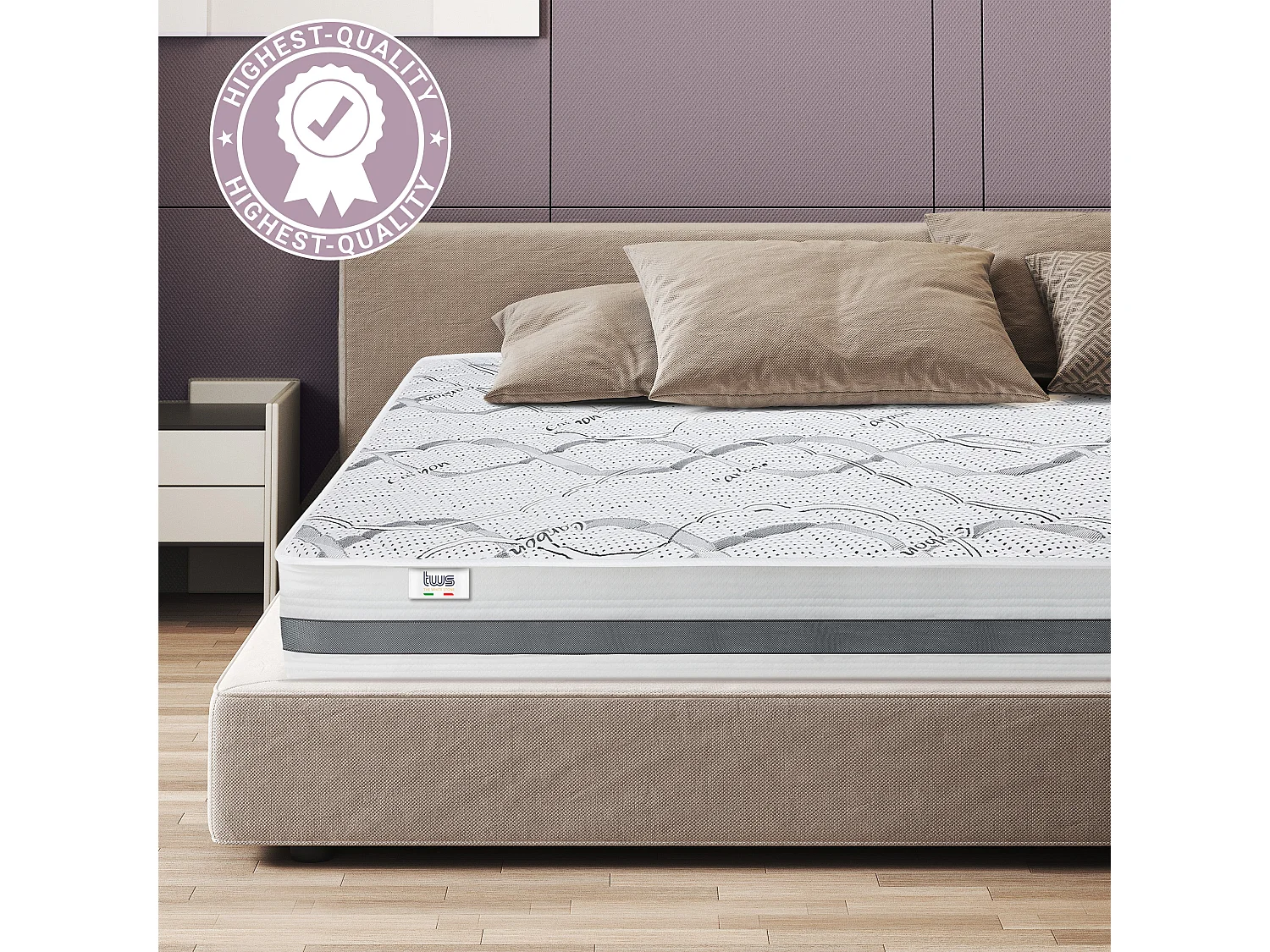 Matelas Simple 80 x 210 à mémoire | Premium Quality | Hauteur 25 cm | Made in Italy