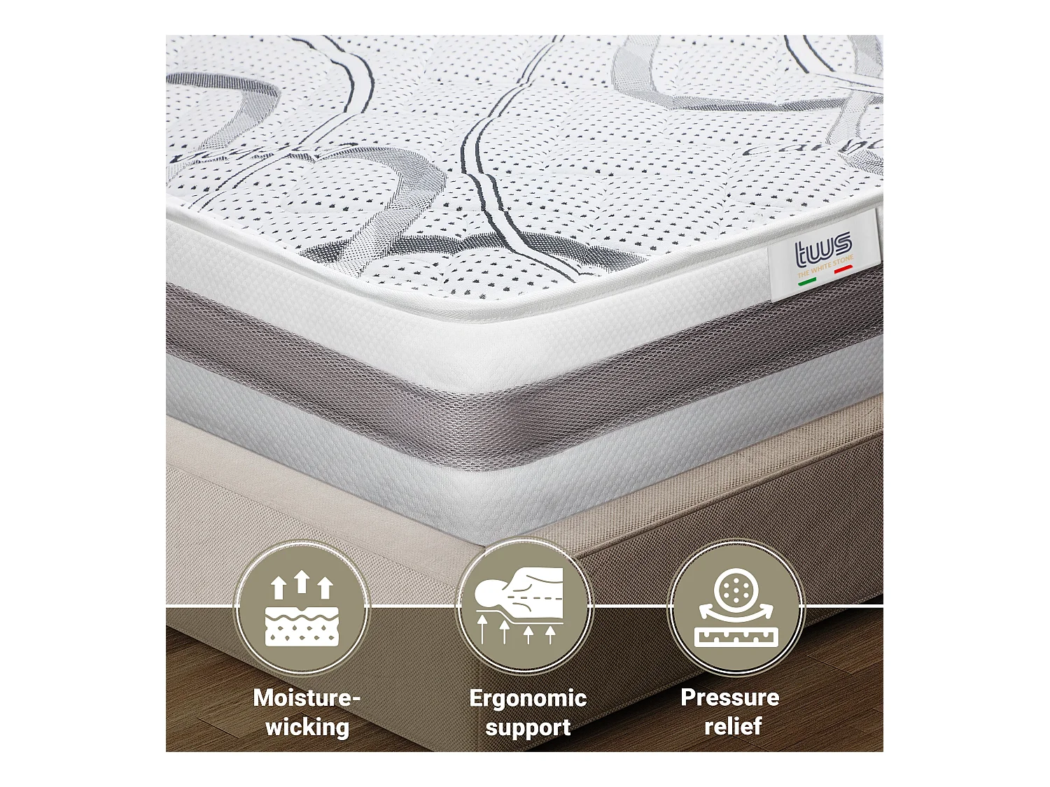 Materasso Matrimoniale King-Size 220 x 220 Memory | Premium Quality | Altezza 20 cm | Made in Italy