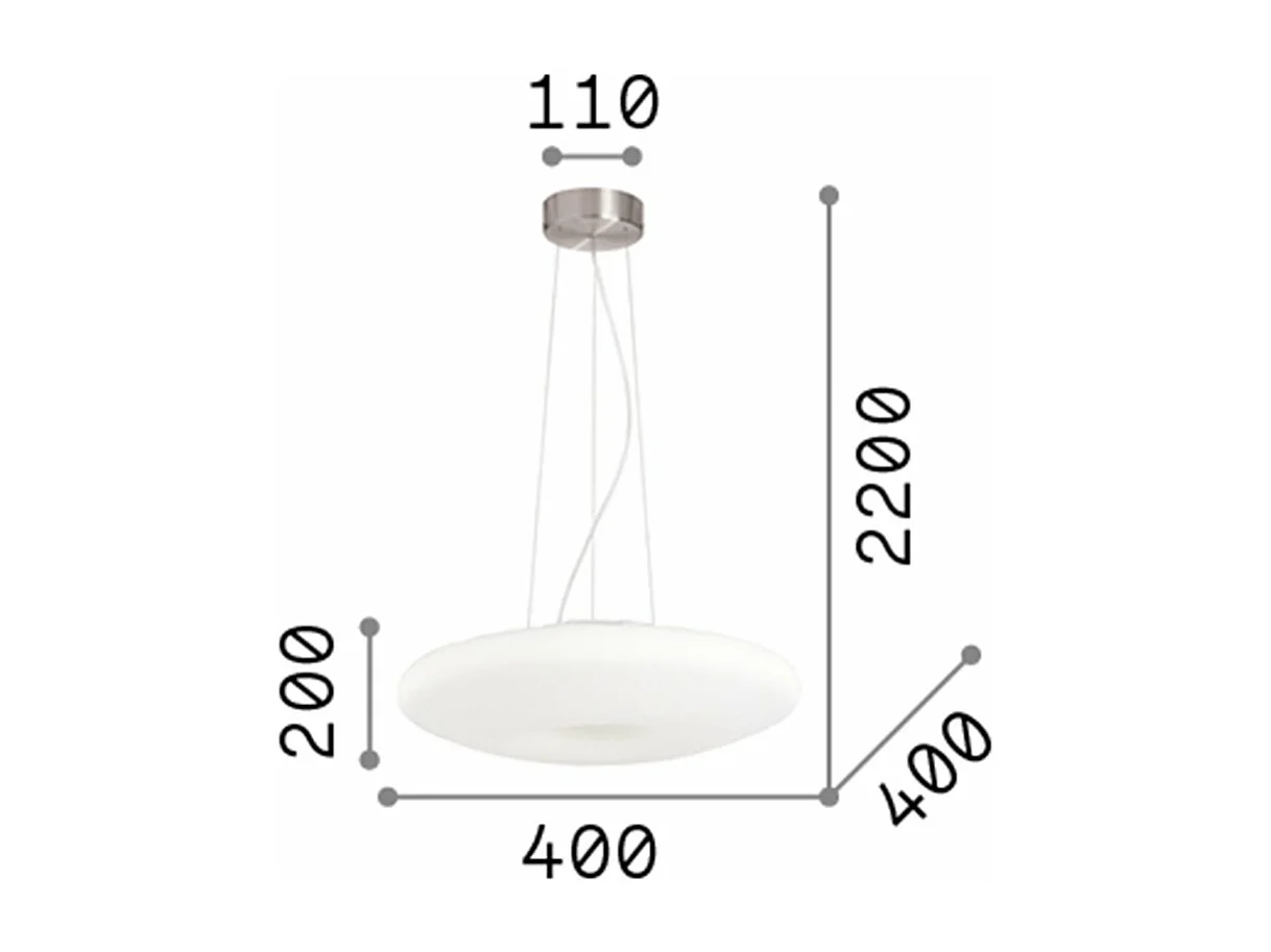 Ideal Lux Glory - Sospensione a soffitto piccola a 3 luci bianca, attacco E27