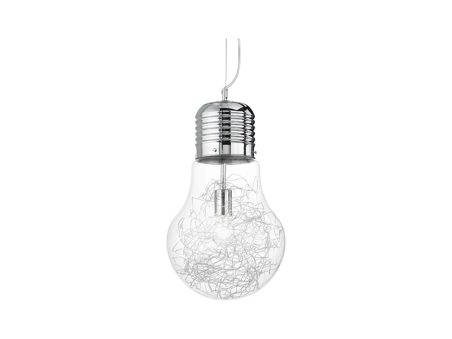 Ideal Lux Luce Max Grand luminaire suspendu en forme d'ampoule à 1 ampoule, chrome, E27