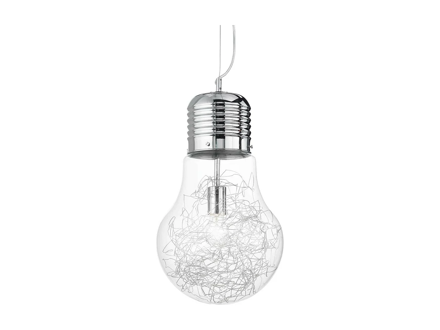 Ideal Lux Luce Max - Lámpara colgante de techo grande con forma de bombilla 1 luz Cromado, E27