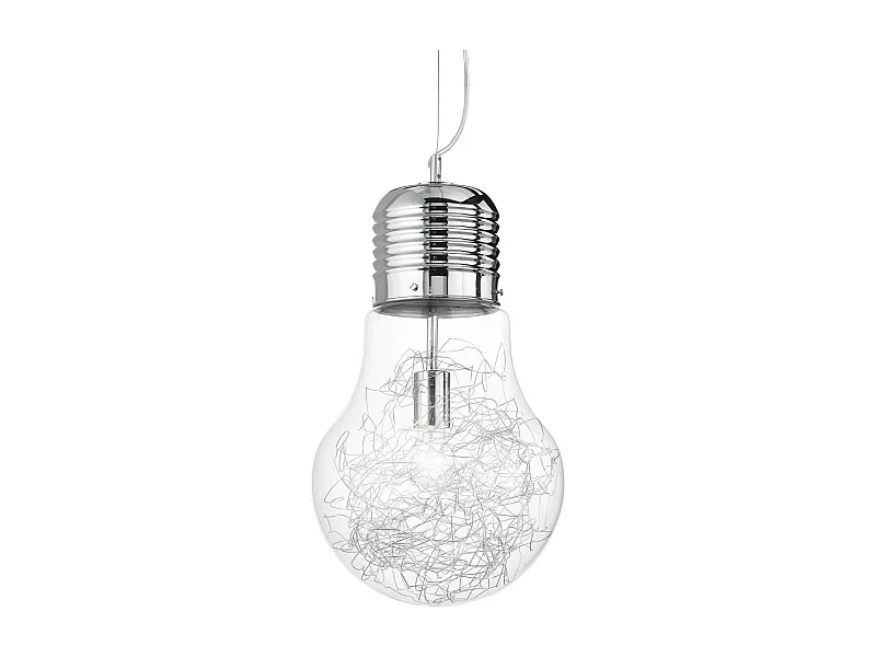 Ideal Lux Luce Max - Lámpara colgante de techo grande con forma de bombilla 1 luz Cromado, E27