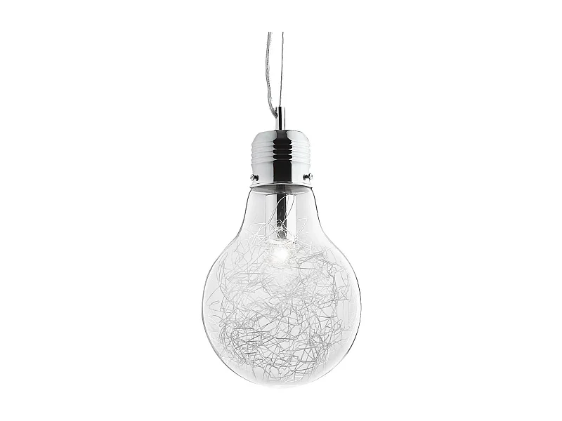 Ideal Lux Luce Max - Lámpara colgante de techo pequeña con forma de bombilla 1 luz Cromado, E27