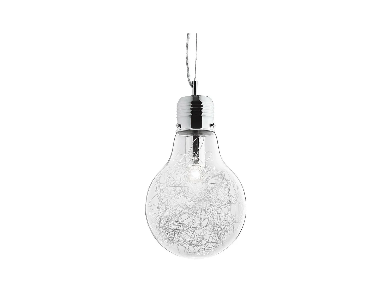 Ideal Lux Luce Max - Lampadina a forma di lampadina piccola a sospensione a soffitto 1 luce cromo, attacco E27