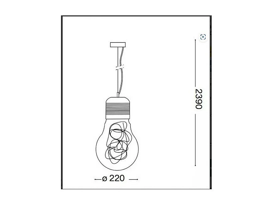 Ideal Lux Luce Max Petite suspension en forme d'ampoule à 1 ampoule, chrome, E27
