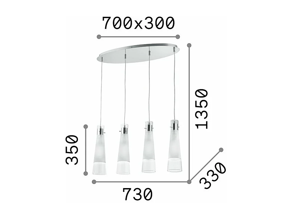 Ideal Lux Kuky - 4 Licht hängende Deckenpendelleuchte Chrom, E27