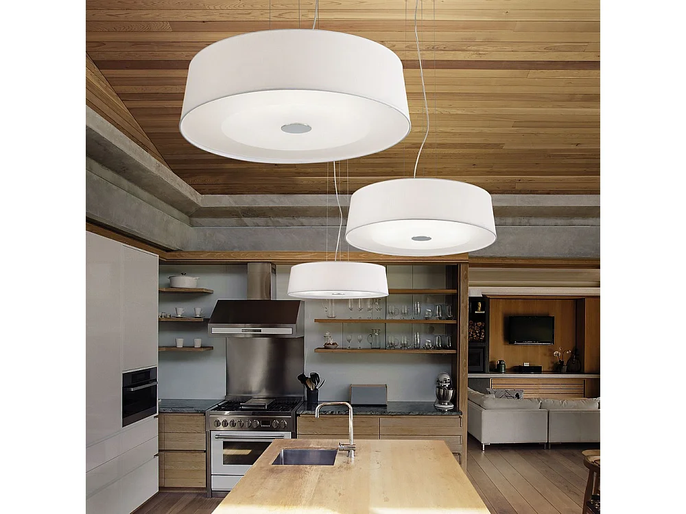 Ideal Lux Hilton - Lámpara colgante de techo redonda, mediana, 4 luces, blanco cromo, E27