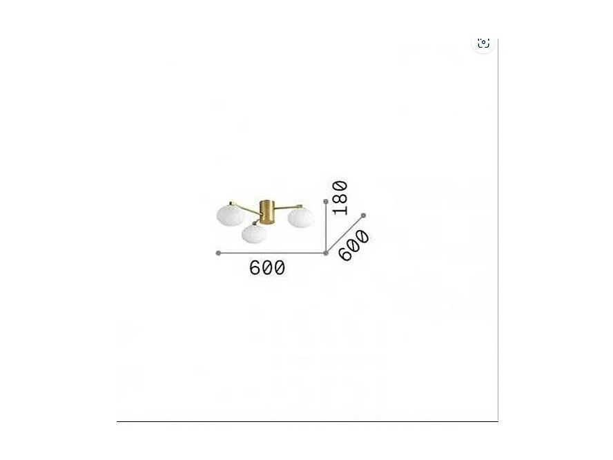 Ideal Lux HERMES Lámpara de techo con forma de globo, 3 luces, 60 cm, color blanco