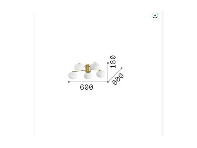 Ideal Lux HERMES Lámpara de techo con forma de globo, 5 luces, 60 cm, color blanco