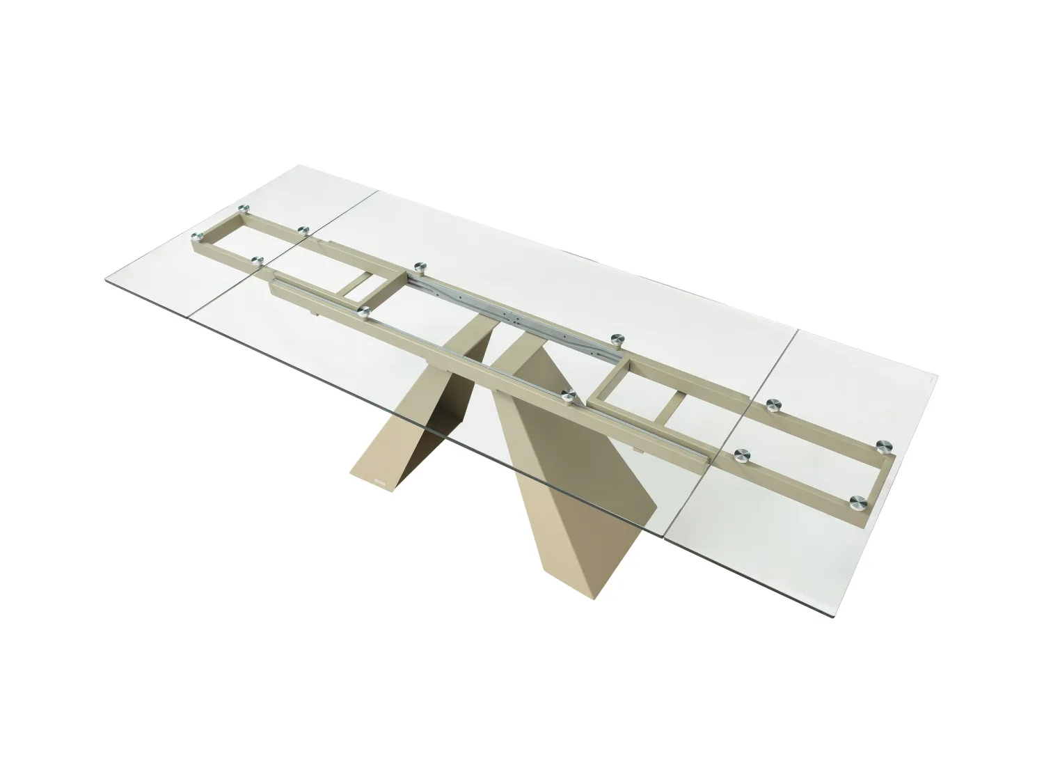 Mesa extensible de comedor para 6 a 10 personas de vidrio templado y metal beige - Transparente - LOZIPA de Maison Céphy