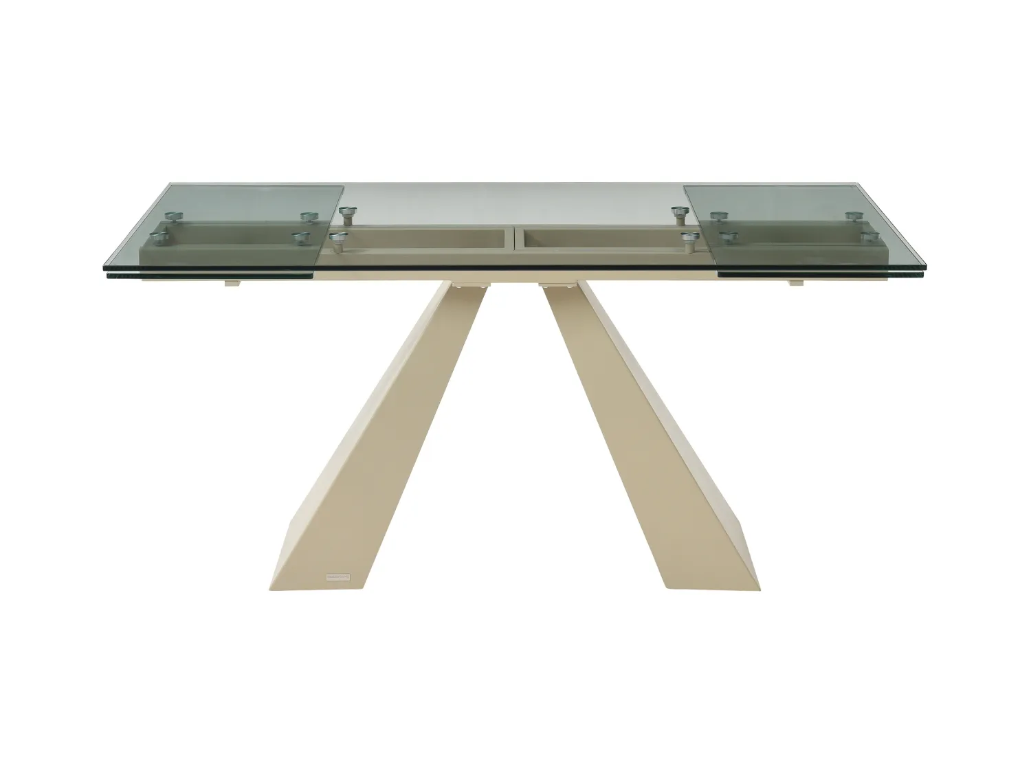 Mesa extensible de comedor para 6 a 10 personas de vidrio templado y metal beige - Transparente - LOZIPA de Maison Céphy