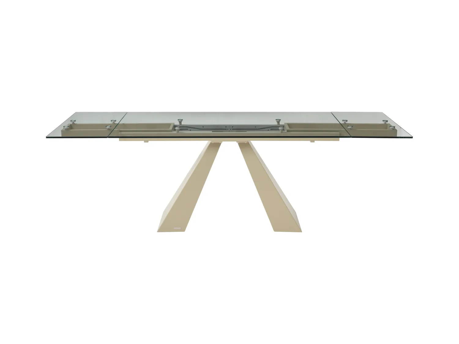 Mesa extensible de comedor para 6 a 10 personas de vidrio templado y metal beige - Transparente - LOZIPA de Maison Céphy
