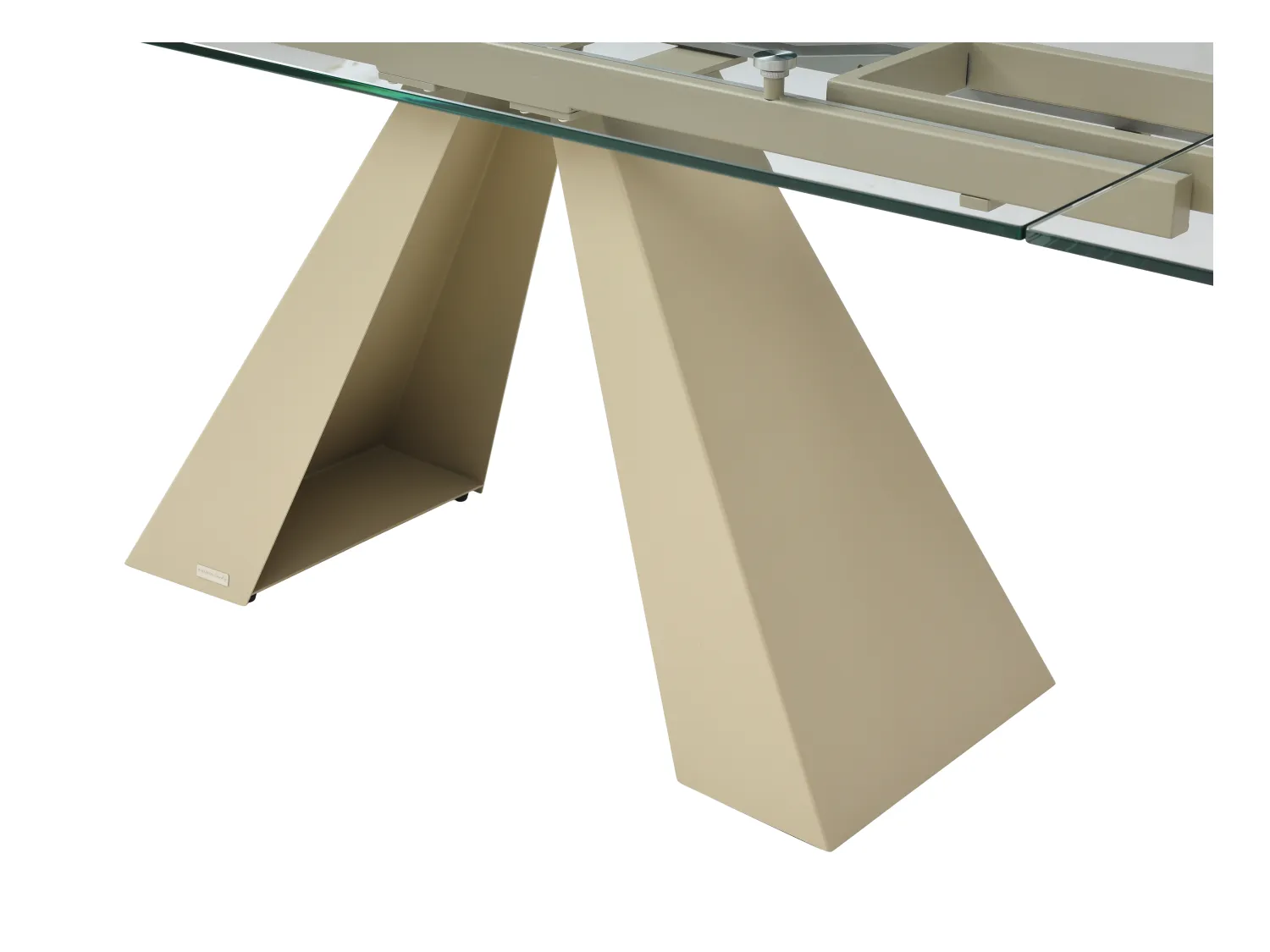 Mesa extensible de comedor para 6 a 10 personas de vidrio templado y metal beige - Transparente - LOZIPA de Maison Céphy