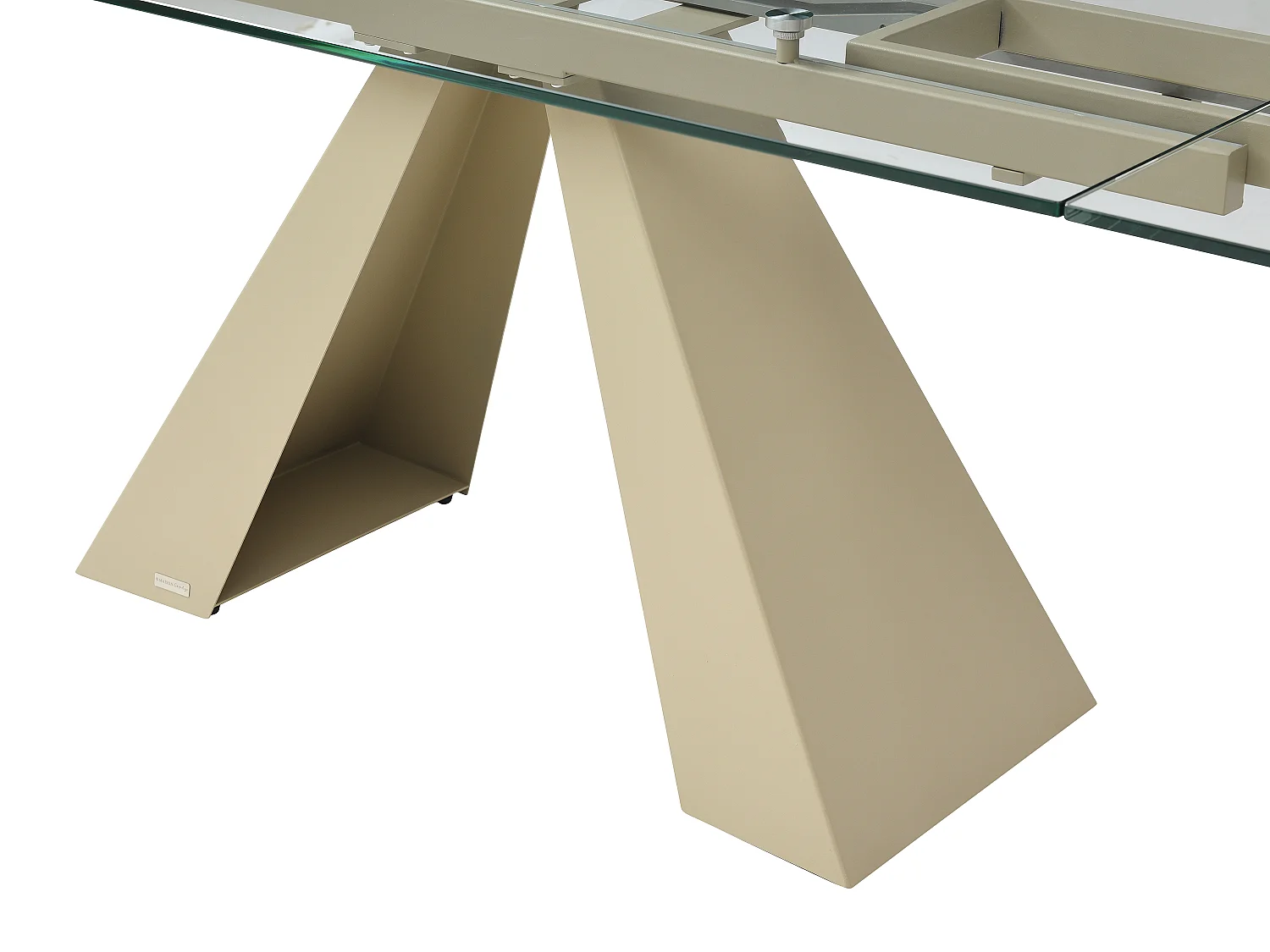 Verlengbare eettafel van 6 tot 10 plaatsen van gehard glas en beige metaal - Transparant - LOZIPA van Maison Céphy