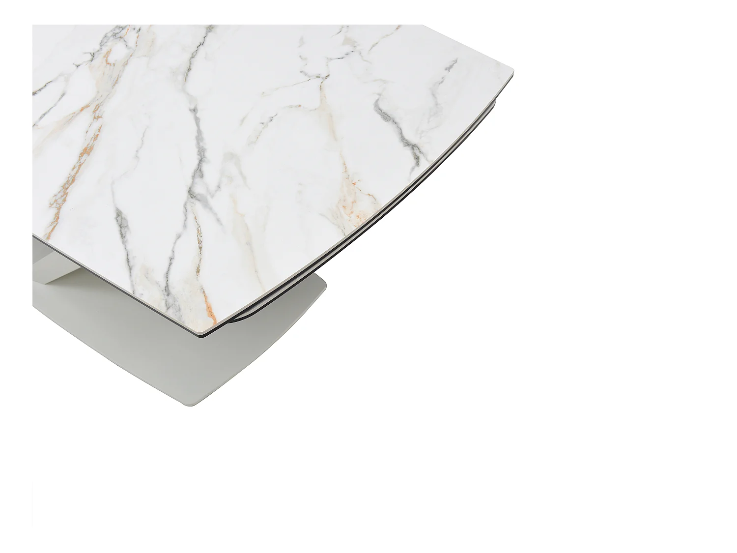 Esstisch ausziehbar - 6 bis 10 Personen - Sicherheitsglas, Keramik & Metall - Marmor-Optik Weiß - MALATA von Maison Céphy