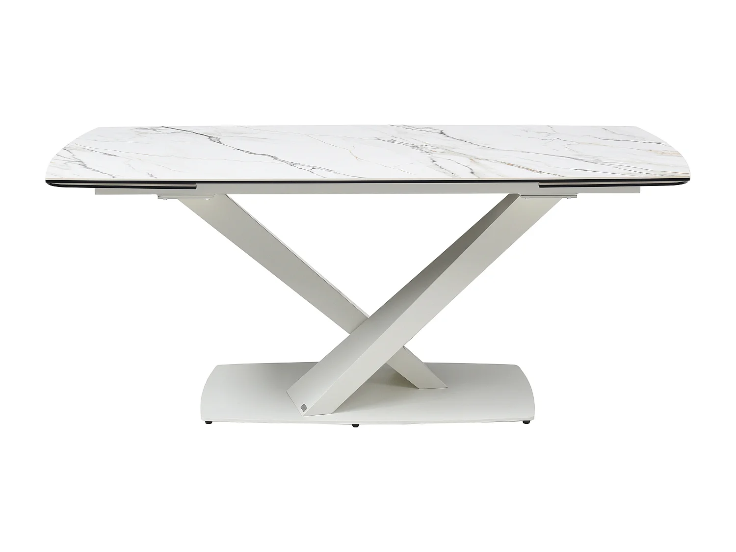 Esstisch ausziehbar - 6 bis 10 Personen - Sicherheitsglas, Keramik & Metall - Marmor-Optik Weiß - MALATA von Maison Céphy