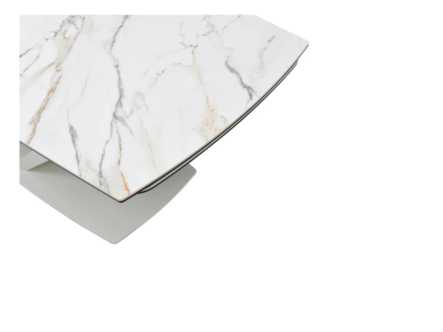 Mesa de comedor extensible de 6 a 10 personas en vidrio templado, cerámica y metal - Efecto mármol blanco - MALATA de Maison Céphy