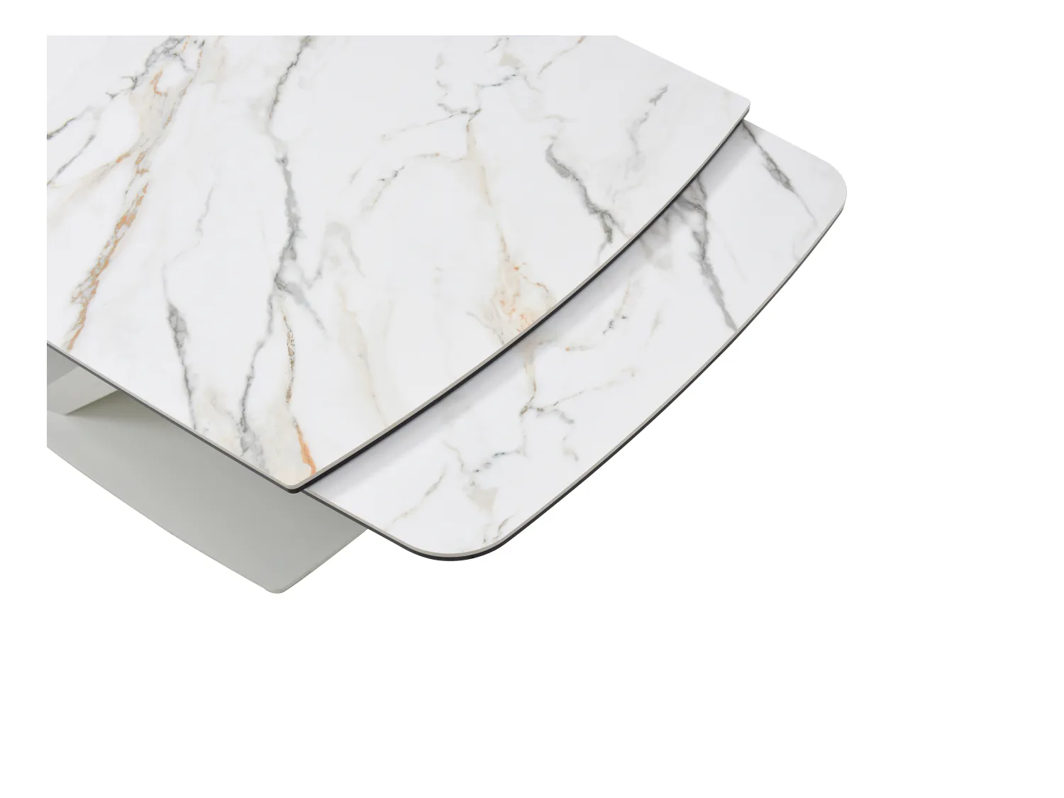 Mesa de comedor extensible de 6 a 10 personas en vidrio templado, cerámica y metal - Efecto mármol blanco - MALATA de Maison Céphy