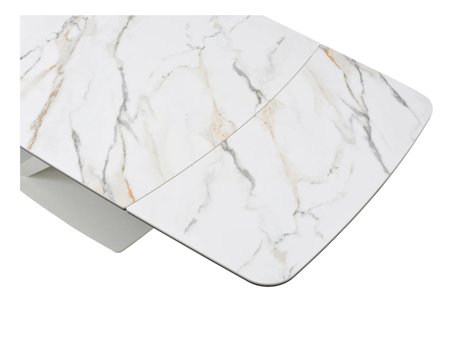 Mesa de comedor extensible de 6 a 10 personas en vidrio templado, cerámica y metal - Efecto mármol blanco - MALATA de Maison Céphy