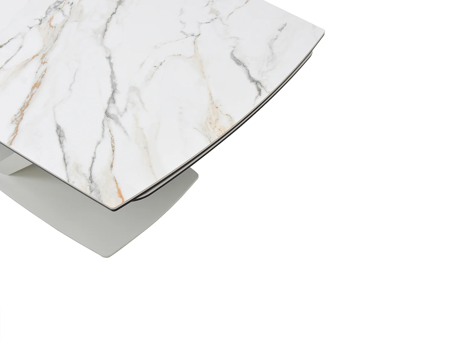 Table à manger extensible 6 à 10 personnes en verre trempé, céramique et métal - Effet marbre blanc - MALATA de Maison Céphy