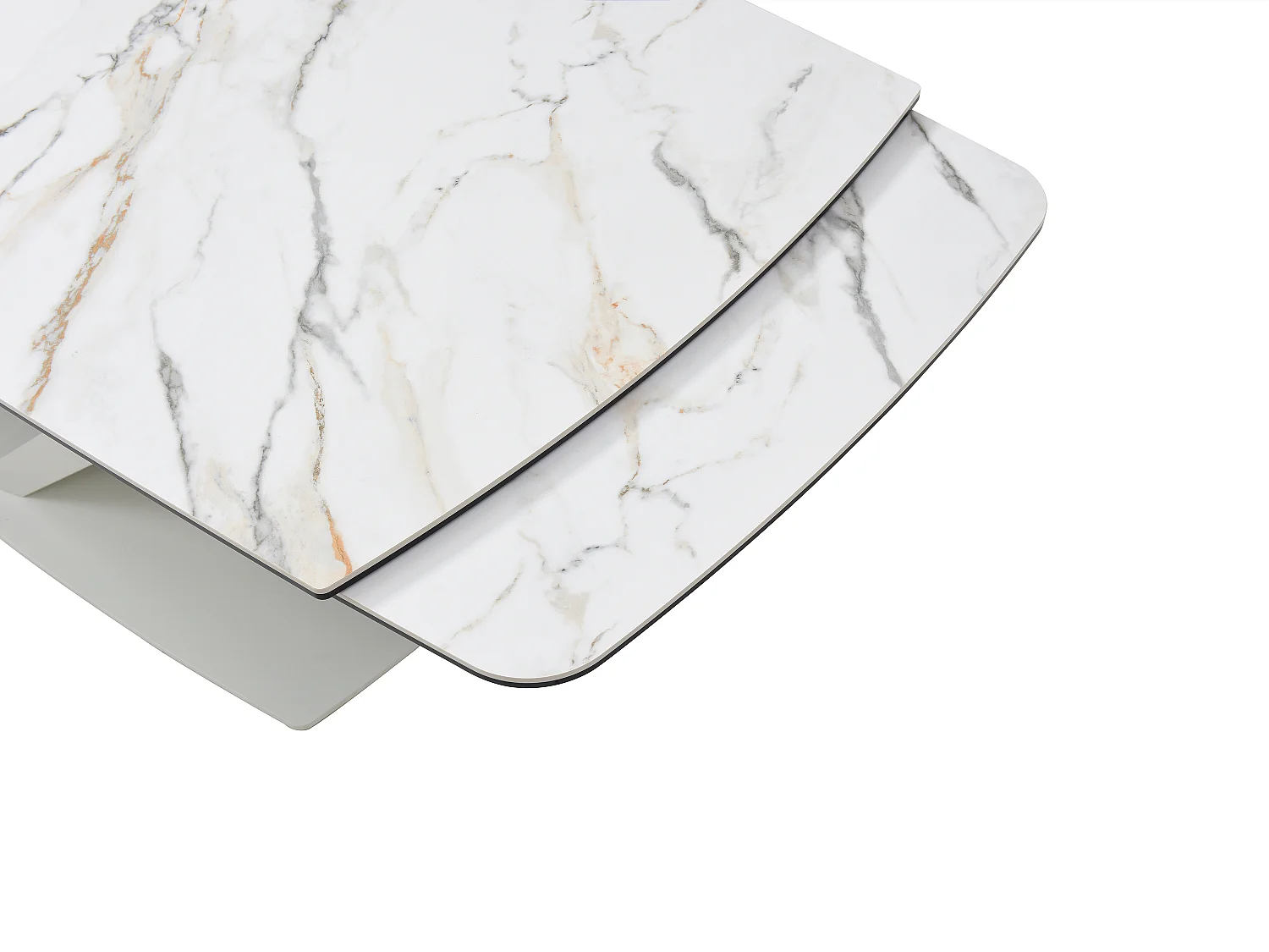 Table à manger extensible 6 à 10 personnes en verre trempé, céramique et métal - Effet marbre blanc - MALATA de Maison Céphy