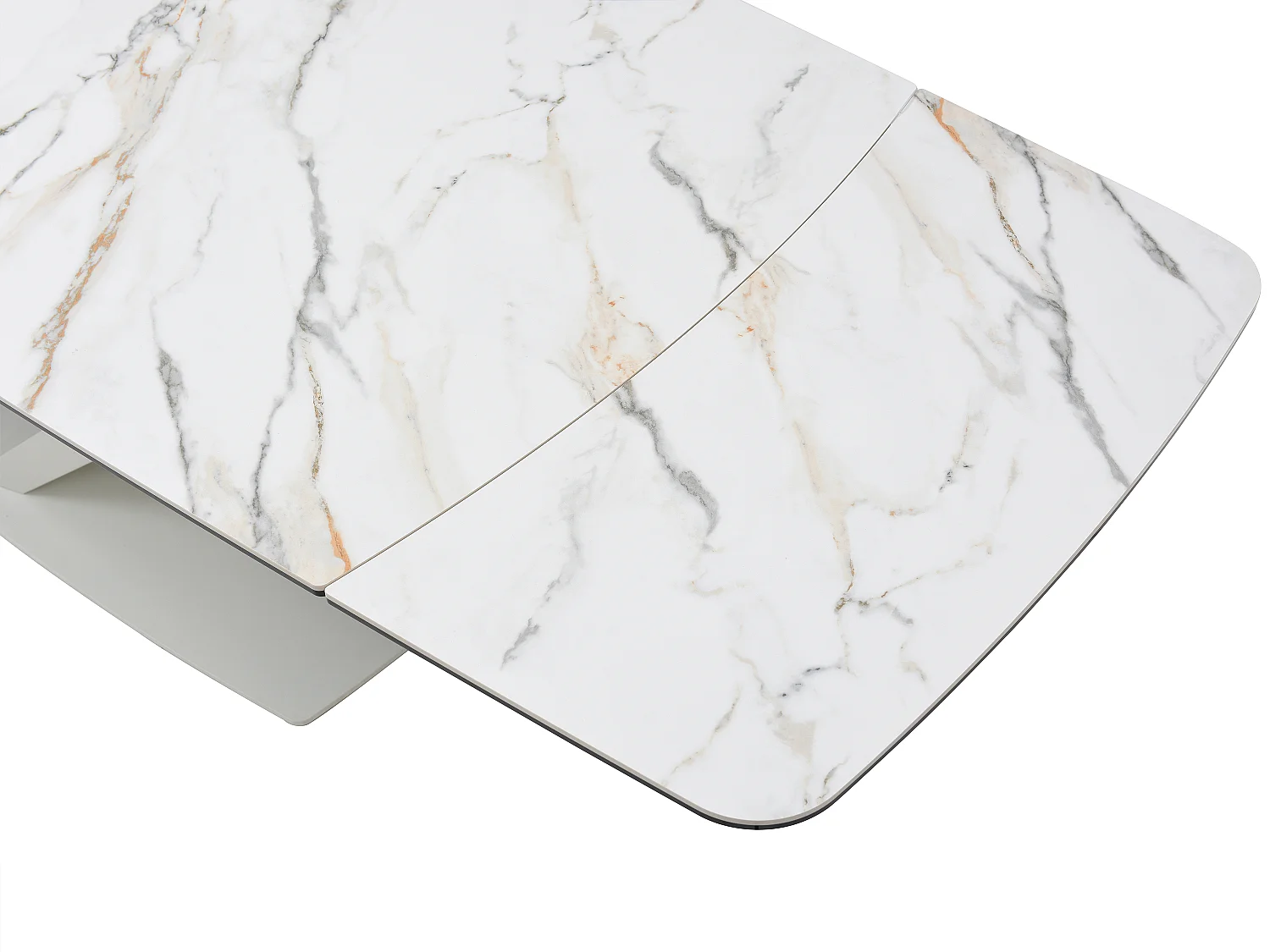 Table à manger extensible 6 à 10 personnes en verre trempé, céramique et métal - Effet marbre blanc - MALATA de Maison Céphy