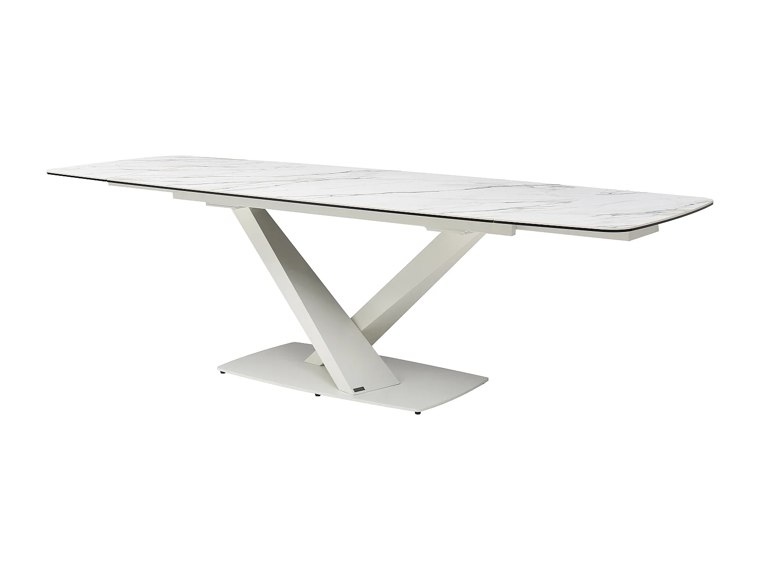 Table à manger extensible 6 à 10 personnes en verre trempé, céramique et métal - Effet marbre blanc - MALATA de Maison Céphy