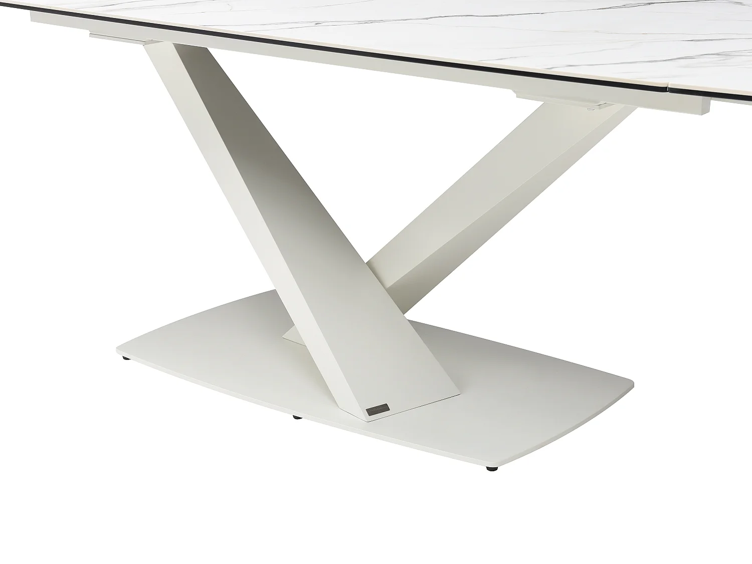 Table à manger extensible 6 à 10 personnes en verre trempé, céramique et métal - Effet marbre blanc - MALATA de Maison Céphy