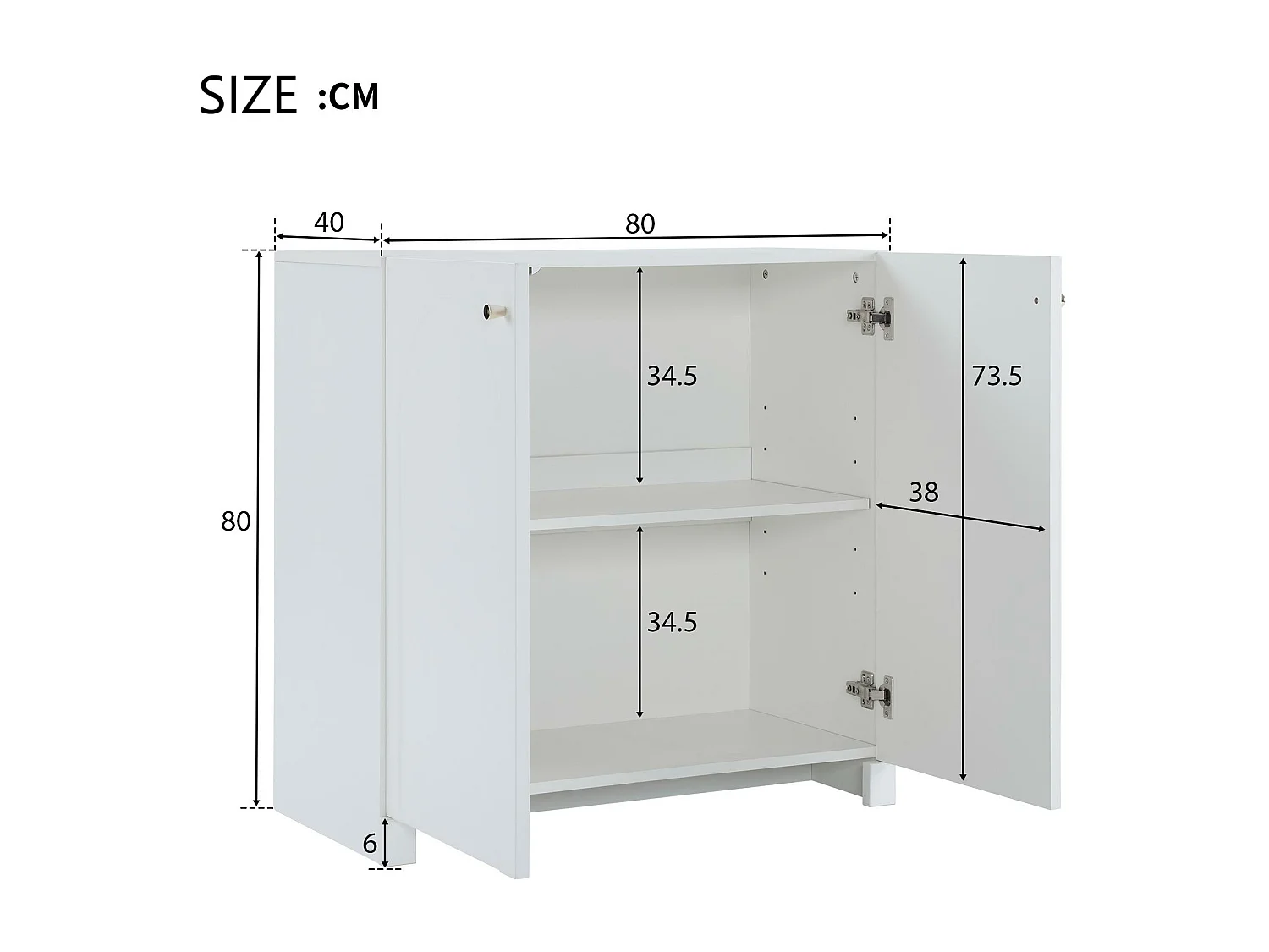 Credenza - 2 ante con ripiani regolabili - Bianco