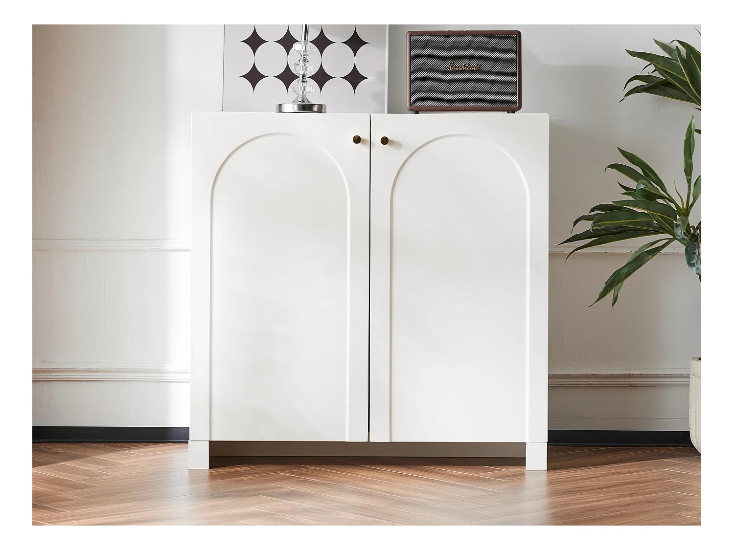 Buffet - 2 portes avec étagères régables - Blanc