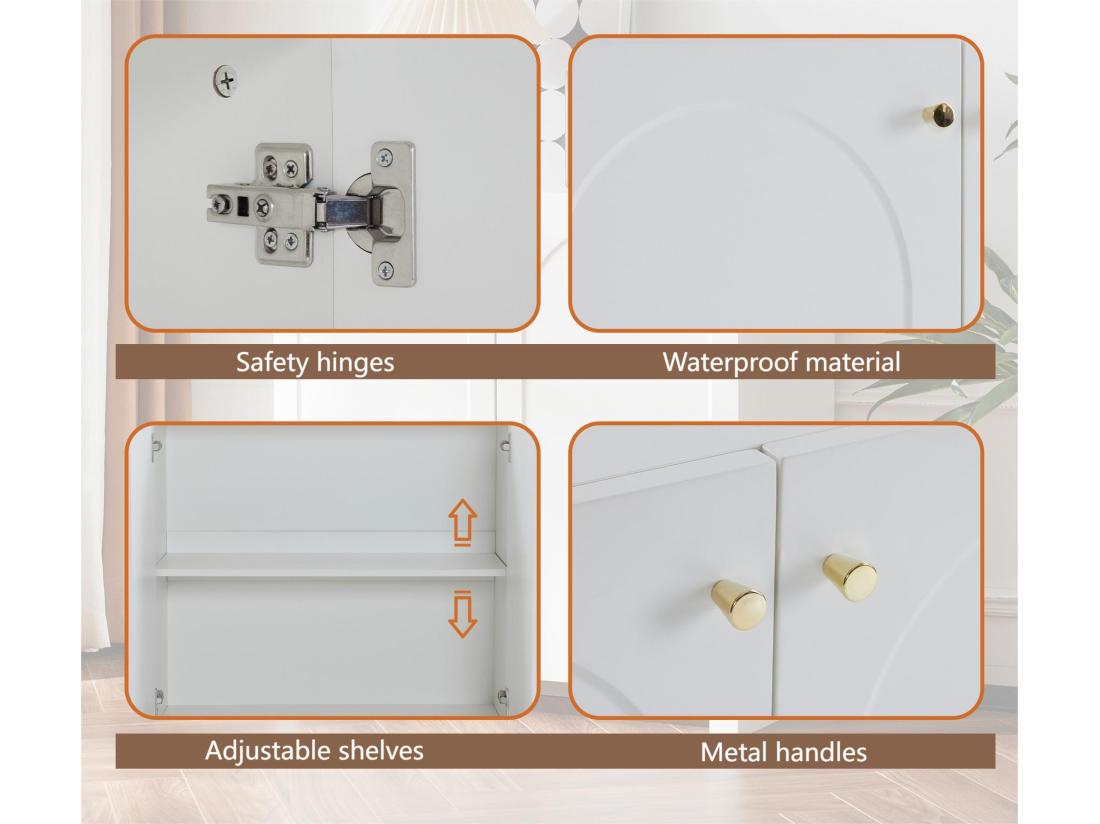 vente unique Buffet - 2 portes avec étagères régables - Blanc