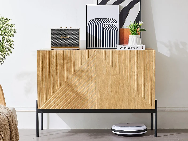 Credenza - 2 ante con ripiani regolabili - Naturale